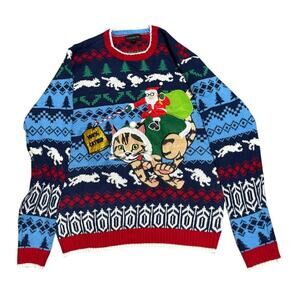 Blizzard Bay Ugly Christmas Sweater Santa & Catnip NWT Size Medium